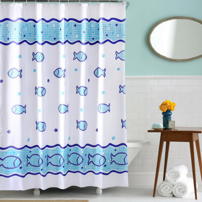 

Jingdong supermarket Su Yate SUYATE 5001-003 thick polyester cloth curtains increased lead fall water&mildew 180 180cm clouds with waves