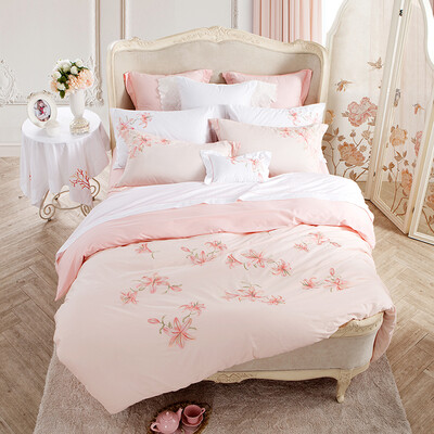 

Taste Bedding Home Textiles Pure Cotton Embroidery Four-piece Comfortable Bed Sheets Fence Flower Flower Pink 18m Bed 220 240cm
