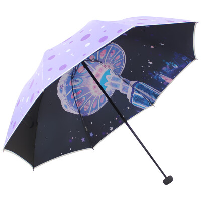 

[Jingdong Supermarket] Paradise umbrella UPF50 + hit cloth black rubber double-sided transfer three fold mushroom sunny umbrella sun umbrella green 30135ELCJ