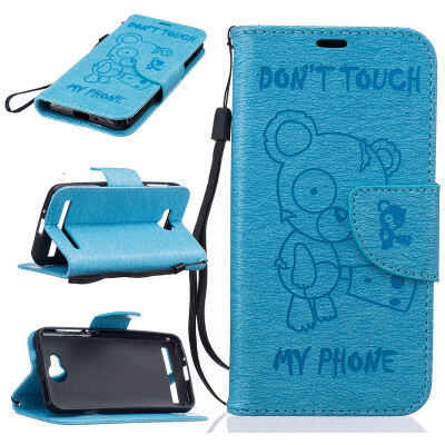 

Light Blue Bear Embossed PU Leather Wallet Case Classic Flip Cover with Stand Function and Credit Card Slot for HUAWEI Y3 II