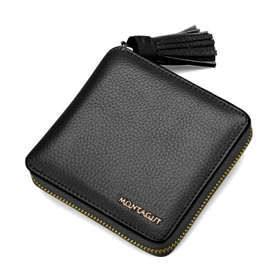 

Montgart (MONTAGUT) Women's Wallets Short section of leather single zipper mini tassel small purse purse R8329527411 black