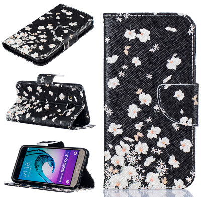 

Small white flowers Design PU Leather Flip Cover Wallet Card Holder Case for SAMSUNG GALAXY J3J3 2016 J320