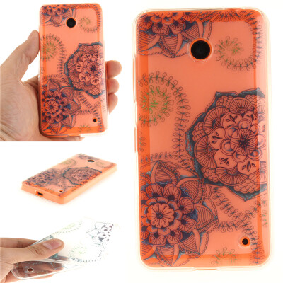 

Blue&green dream flower Pattern Soft Thin TPU Rubber Silicone Gel Case Cover for Nokia Lumia 630