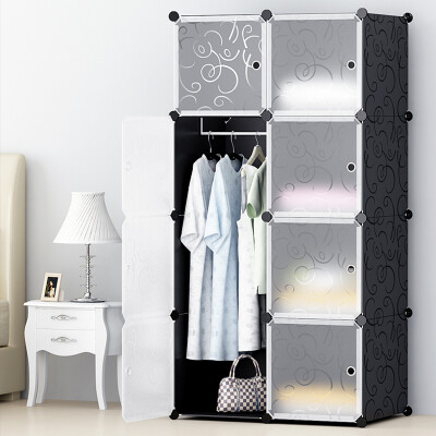 

Jingdong supermarket] Sheng silk is still environmentally friendly simple wardrobe cartoon storage cabinet box bedroom wardrobe combination cabinet 8 door 6 grid 1 hanging ordinary section