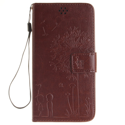 

Brown Lovers and Dandelion Style Embossing Classic Flip Cover with Stand Function and Credit Card Slot for Huawei Honor 4C