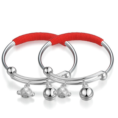 

Bei xi ai baby silver bracelet baby 99 gold silver bracelet full moon suit children children monkey baby red rope foot silver jewelry send certificate