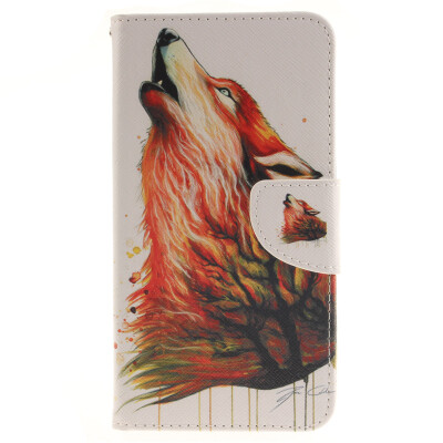 

Brown wolf Design PU Leather Flip Cover Wallet Card Holder Case for LG G4 Stylus/LS770