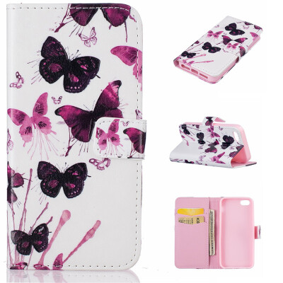 

painting butterfly Design PU Leather Flip Cover Wallet Card Holder Case for IPHONE 5/5S/5SE