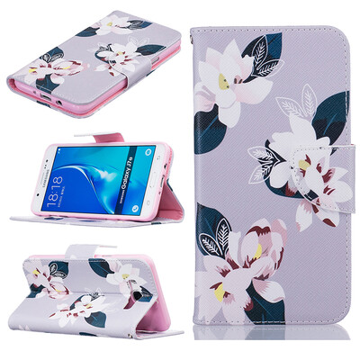 

Gray lily Design PU Leather Flip Cover Wallet Card Holder Case for SAMSUNG Galaxy J7 2016/J710