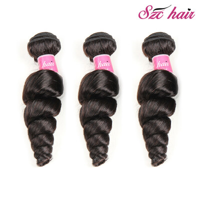 

SZC Hair Product Mongolian Loose Wave Virgin Hair 3 Bundleslot 8-26 Inche Unprocessed Human Hair Extensions Natural Black Color C