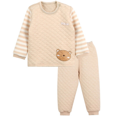 

Xin Song baby color cotton warm side shoulder buckle sets of newborns autumn and winter warm color cotton underwear shirt pants suit shallow card of the Cubs D069D90