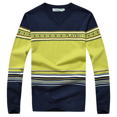 

Playboy PLAYBOY Knitwear Men's Fashion V Collar Knit Sweater 16001PL1909 Grass Green 3XL