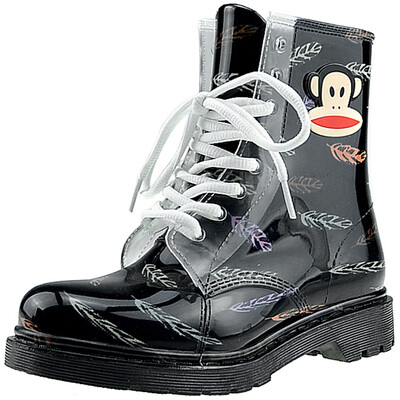 

PaulFrank mouth monkey rain boots fashion boots in the tube Martin water shoes PF1005 black 39