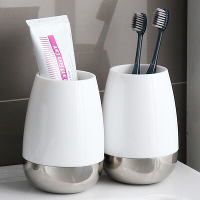 

Ou Runzhe mouth cup stainless steel base drop models couple toothbrush wash cup large 2 Pack