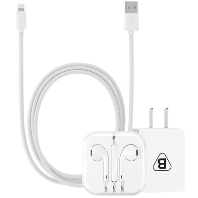 

BIAZE 5V / 2A + зарядное устройство мобильного телефона Apple Certified Data Cable + Ear проводная гарнитура iPhone6s поддержка / Plus IPad Mini M2 + S8-1.5 + 5S для наушников
