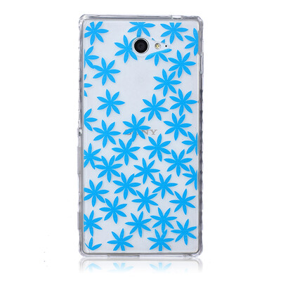 

Blue chrysanthemum Pattern Soft Thin TPU Rubber Silicone Gel Case Cover for SONY Xperia M2