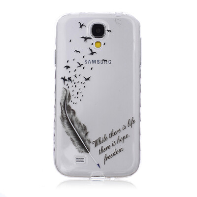 

Feathers&birds Pattern Soft Thin TPU Rubber Silicone Gel Case Cover for SAMSUNG Galaxy S4 I9500