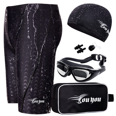 

You swim trunks men&39s suits all-round swim pants big frame myopic goggles swimming cap five sets of suits Z25255 black 4XL code 500 degrees myopia