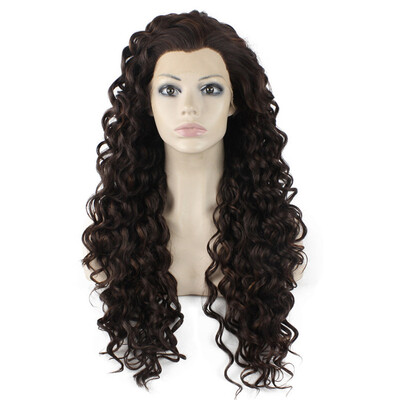 

Iwona Synthetic Hair Lace Front Long Curly Brown Highlight Wig