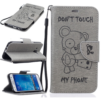 

Gray Bear Style Embossing Classic Flip Cover with Stand Function and Credit Card Slot for SAMSUNG GALAXY J5