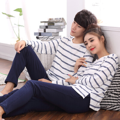 

Arctic cashmere pajamas male autumn cotton round neck couple pajamas winter cotton home clothing suit 13470 blue L