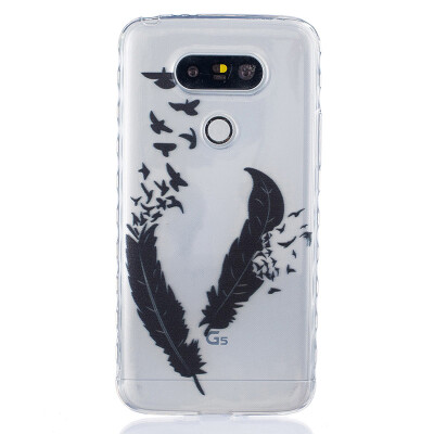 

Two feathers Pattern Soft Thin TPU Rubber Silicone Gel Case Cover for LG G5