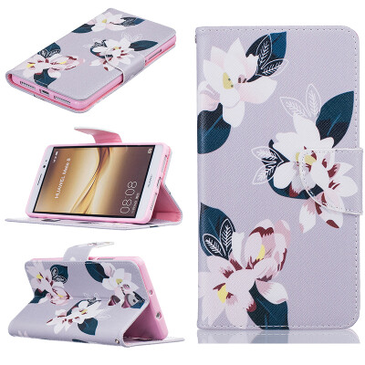 

Gray lily Design PU Leather Flip Cover Wallet Card Holder Case for HUAWEI Mate8