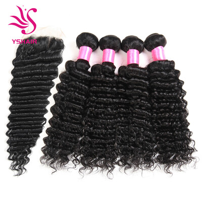 

Indian Deep Wave With Closure 4 Bundles With Closure Deep Wave Indian Hair With Closure Indian Deep Curly Virgin Hair