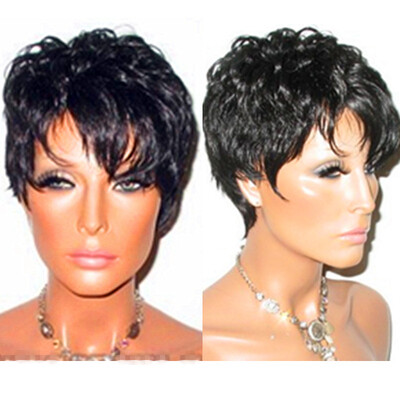 

N.L.W. Brazilian virgin human hair Full lace wigs Short hair Glueless wigs with baby hair for black women