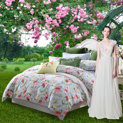 

Meng Jie home textiles produced MEE bedding sets cotton printing four sets of cotton bed sheets quilt dawn flower language 18 m bed 220 240cm