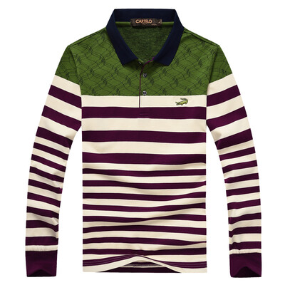 

CARTELO long sleeve T-shirt men's casual fashion stripes splicing collars