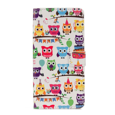 

Owls Design PU Leather Flip Cover Wallet Card Holder Case for Huawei mate 9