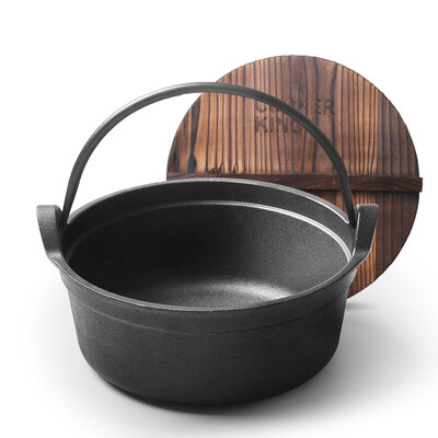 

Jingdong Supermarket Cooking Big Emperor soup pot 22cm uncoated thick cast iron pot hand-held soup pot Induction Cooker Gas Gas stove fire universal gift apron T22ATQ7