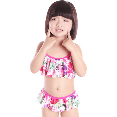 

Yi Zi EZI children split two sets of cute princess swimsuit girl swimsuit white leaf flower 140cm Ezi11052