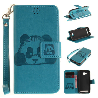 

Sky blue Panda Style Embossing Classic Flip Cover with Stand Function and Credit Card Slot for HUAWEI Y3 II