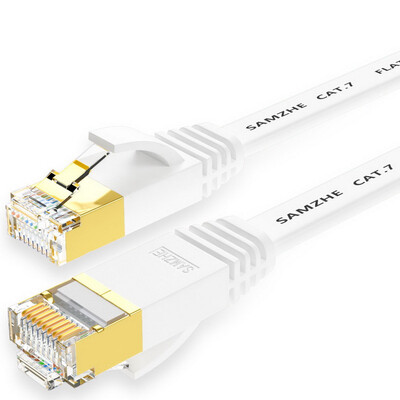 

Shanze (SAMZHE) CAT-703A семь CAT7 класс плоский кабель оцинкованный экранированный витая пара сетевой кабель компьютерная перемычка для сети 7 категория готовый кабель белый 3 метра