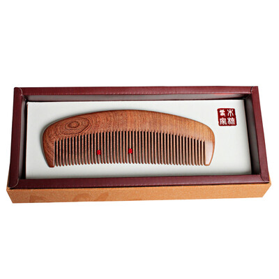 

Jing Hui think a JH0136 natural gold wire sandalwood comb hand polished thick wide teeth half months comb