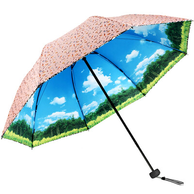 

Paradise Umbrella UPF50 Double Belt Vintage Vintage Flower Triangle Sun umbrella Umbrella 31819E Pink