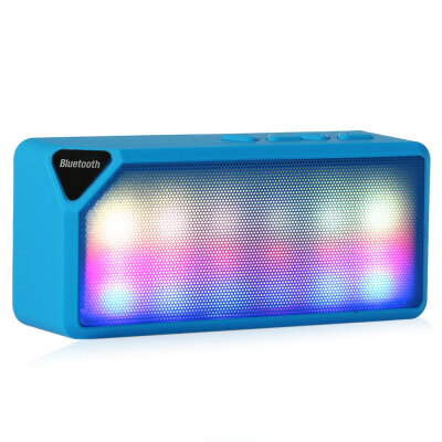 

X3S Mini Multi-Color Flash LED Light Wireless Bluetooth Speaker with Built-in Microphone Support USB AUX FM Radio TF Card