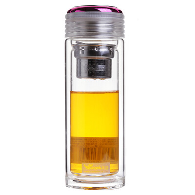 

【Jingdong Supermarket】 Huaya Double Layer Glass Creative Cover Transparent Male Female Glass Cup 300ml Heat Resistant Filter Tea Cup HL33-300