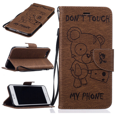 

coffee Bear Style Embossing Classic Flip Cover with Stand Function and Credit Card Slot for IPHONE 7 PLUS