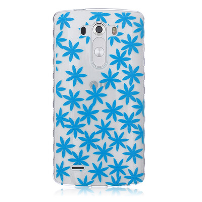 

Blue chrysanthemum Pattern Soft Thin TPU Rubber Silicone Gel Case Cover for LG G3