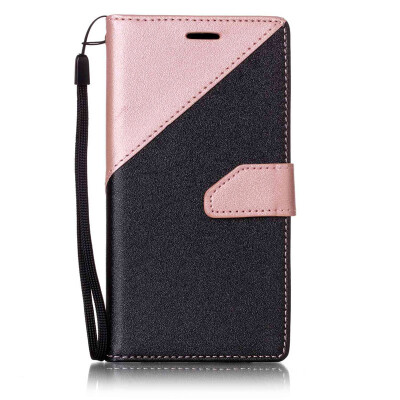 

Black + rose gold Design PU Leather Wallet Case Classic Flip Cover with Stand Function and Credit Card Slot for HUAWEI Y5 II