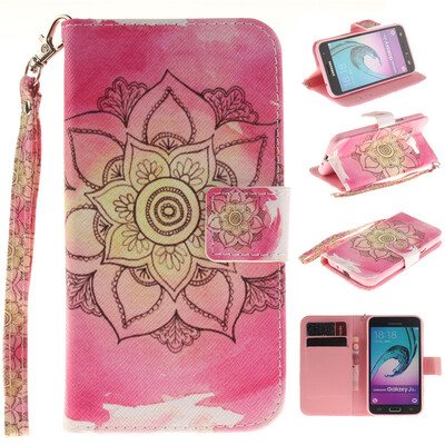 

Pink flower Design PU Leather Flip Cover Wallet Card Holder Case for SAMSUNG GALAXY J3 2016 J310