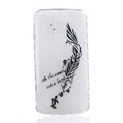 

Black feathers Pattern Soft Thin TPU Rubber Silicone Gel Case Cover for LG K7K8