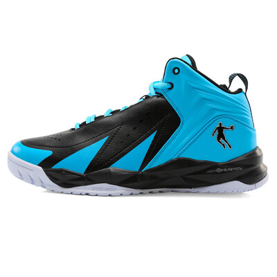 

Jordan (QIAODAN) men's classic basketball shoes XM1560110 black / ice blue 45
