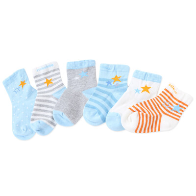 

Mile fish baby baby four seasons cotton flat socks newborn children cotton socks blue 0-1 years old 6 pairs of equipment