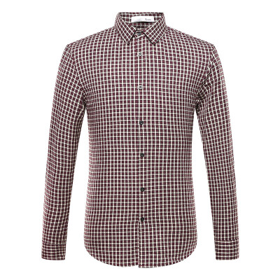 

Aston men's business fashion stitching small lattice cotton long-sleeved shirt