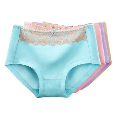 

[Jingdong supermarket] beautiful Ya Ting [4 installed] ladies underwear cotton waist in the waist comfortable and comfortable lace underwear female plum gray + light yellow + light pink + light purple XL code