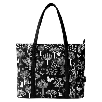 

Flower princess forest light print art fresh handbag shoulder canvas bag Tote bag 1612DS005 black